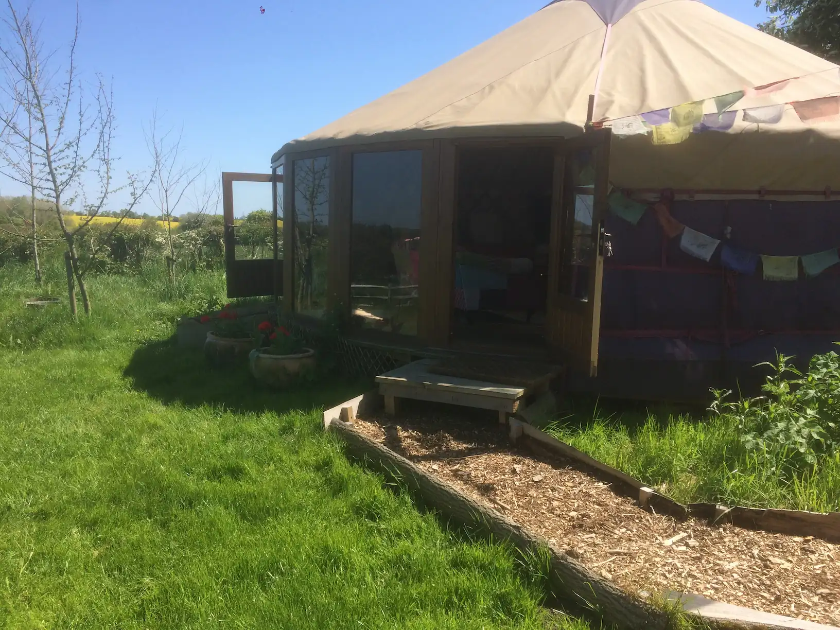 Yurt at Mill House used for ecological workshops and gatherings.